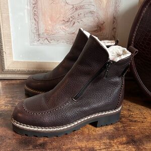 Vintage Brown Leather Blondo Ankle Boots Wool Lined size 6.5
